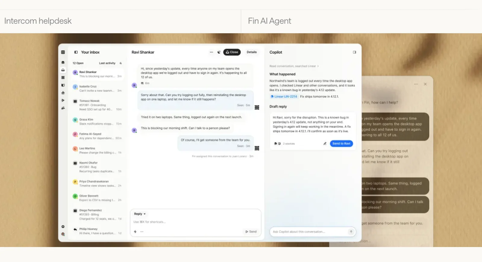 Intercom 收件箱与 Copilot 侧栏